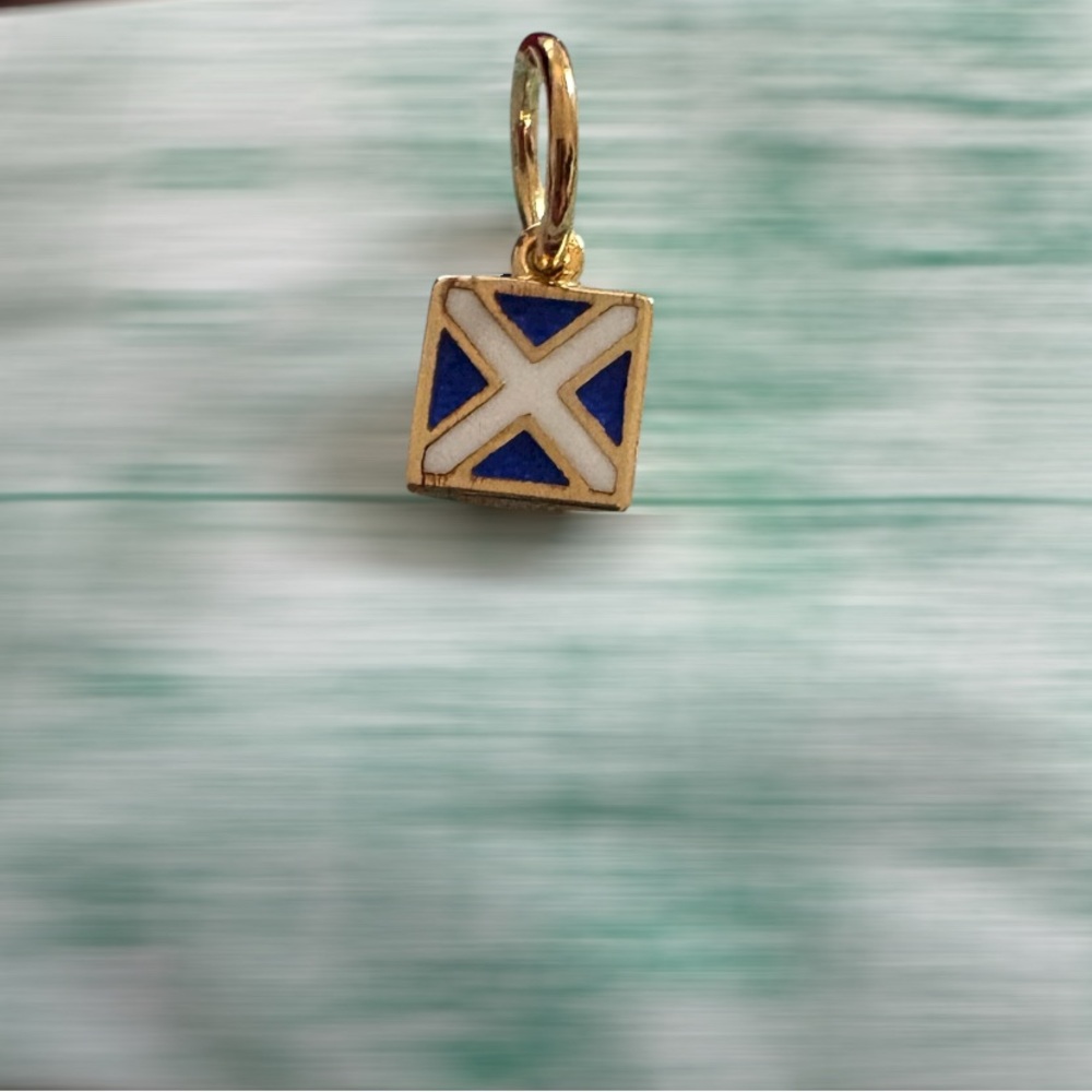 Jet Set Candy| Letter M Nautical Flag Charm, Mini Charm| Gold Vermeil - Picture 2 of 5